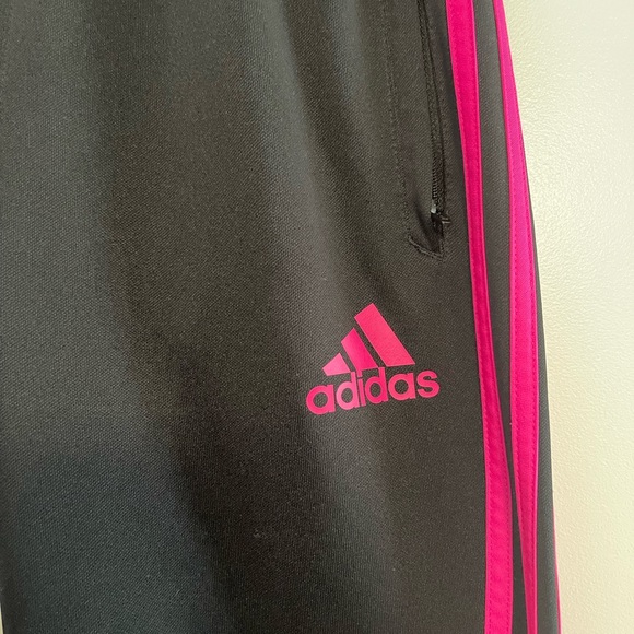 Adidas | Kids Large climacool black joggers | Hot pink stripes - Picture 2 of 8